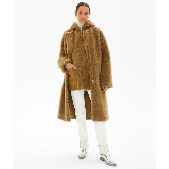 Helmut Lang 2PC Detachable Brown Faux Fur Full Zip Vest and Jacket/Coat, size L